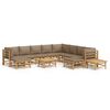 vidaXL Set de muebles de jard&iacute;n 12 piezas bamb&uacute; y cojines gris taup&eacute;