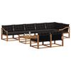vidaXL Conjunto de sof&aacute;s de exterior con coj&iacute;n 9 pcs Natural y negro