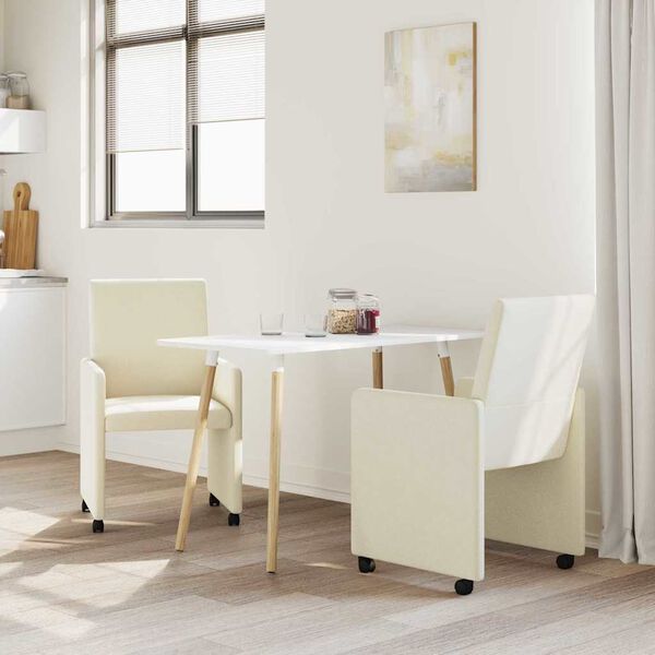 vidaXL Sillas de Comedor con Ruedas 2 pcs Crema 57 x 66 x 94 cm