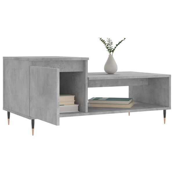 vidaXL Mesa de centro madera contrachapada gris hormig&oacute;n 100x50x45 cm