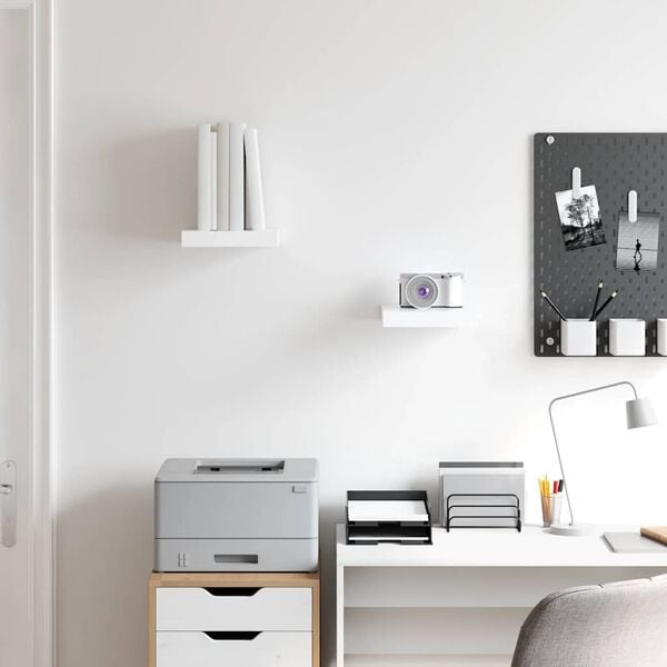 vidaXL Estante flotante de pared 2 uds MDF blanco brillo 23x23,5x3,8cm