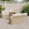 vidaXL Conjunto de sof&aacute; de jard&iacute;n 7 pcs Beige Polirat&aacute;n