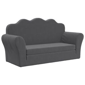 vidaXL Sof&aacute; cama de ni&ntilde;os 2 plazas felpa suave gris antracita