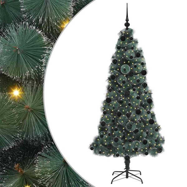 vidaXL &Aacute;rbol de Navidad artificial preiluminado con set de bolas Verde