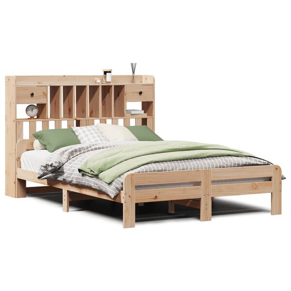 vidaXL Cama con estanter&iacute;a sin colch&oacute;n madera maciza de pino 160x200cm