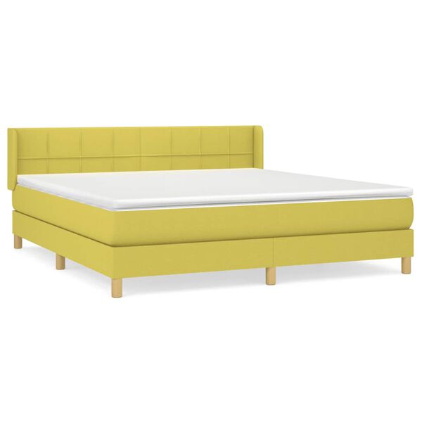 vidaXL Cama box spring con colch&oacute;n tela verde 180x200 cm