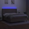 vidaXL Cama box spring colch&oacute;n y luces LED tela gris taupe 180x200 cm
