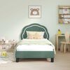 vidaXL Cama para niños con cabecero Verde Mar 80 x 160 cm Terciopelo