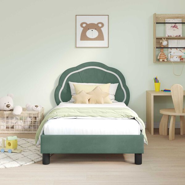 vidaXL Cama para niños con cabecero Verde Mar 80 x 160 cm Terciopelo