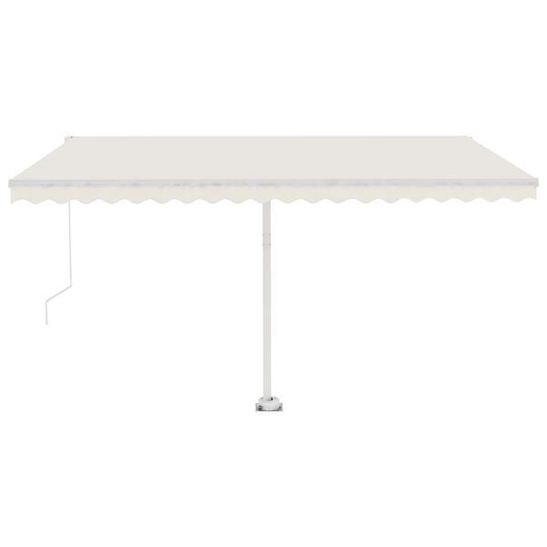 vidaXL Toldo manual retr&aacute;ctil con luz LED crema 450x350 cm