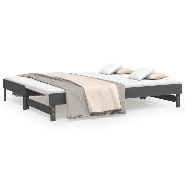 vidaXL Sof&aacute; cama extra&iacute;ble sin colch&oacute;n gris 2x(90x200) cm