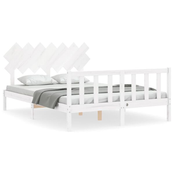 vidaXL Estructura de cama sin colch&oacute;n madera de pino blanca 140x200 cm