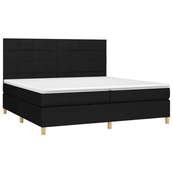 vidaXL Cama box spring con colch&oacute;n tela negro 200x200 cm