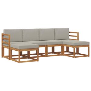 vidaXL Conjunto de sof&aacute;s de exterior 6 pcs Gris Natural y Claro