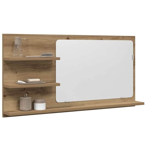 vidaXL Espejo mueble ba&ntilde;o madera ingenier&iacute;a roble artisan 90x11x45 cm