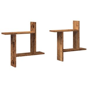 vidaXL Estantes de pared 2 uds madera ingenier&iacute;a envejecida 50x12x50cm