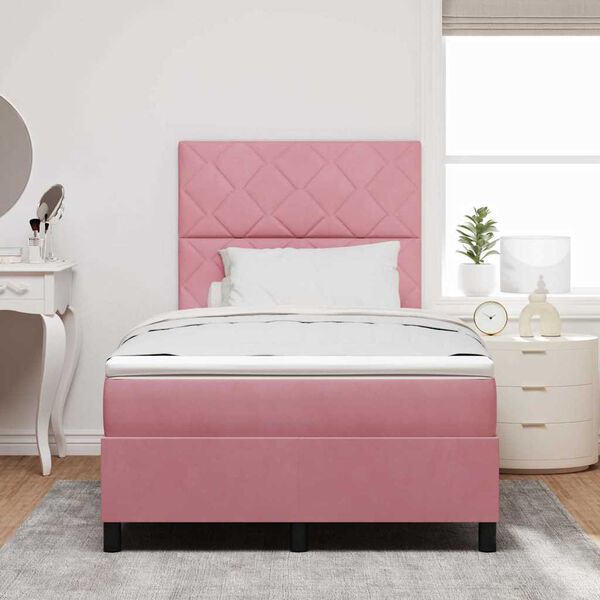 vidaXL Cama tipo Box Spring con colch&oacute;n Rosa 120 x 200 cm tela