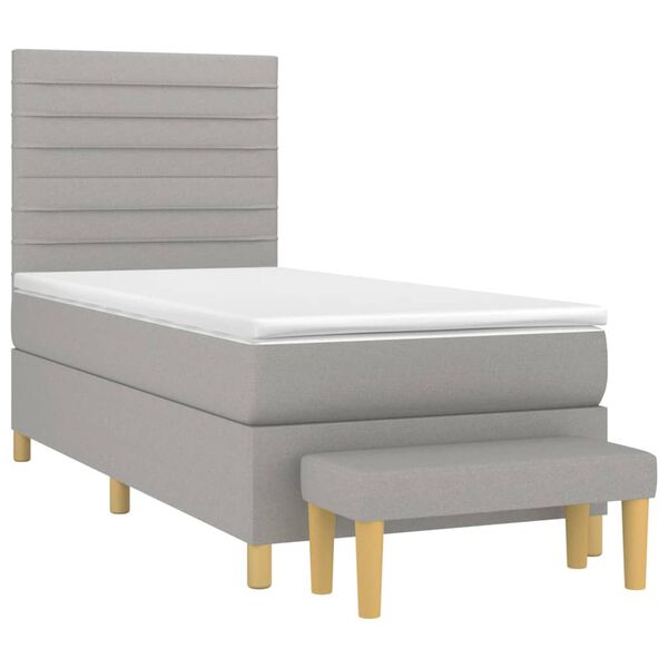 vidaXL Cama box spring con colch&oacute;n tela gris claro 90x190 cm