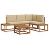 vidaXL Conjunto de sof&aacute;s de exterior con coj&iacute;n 5 Pieza Natural y Beige
