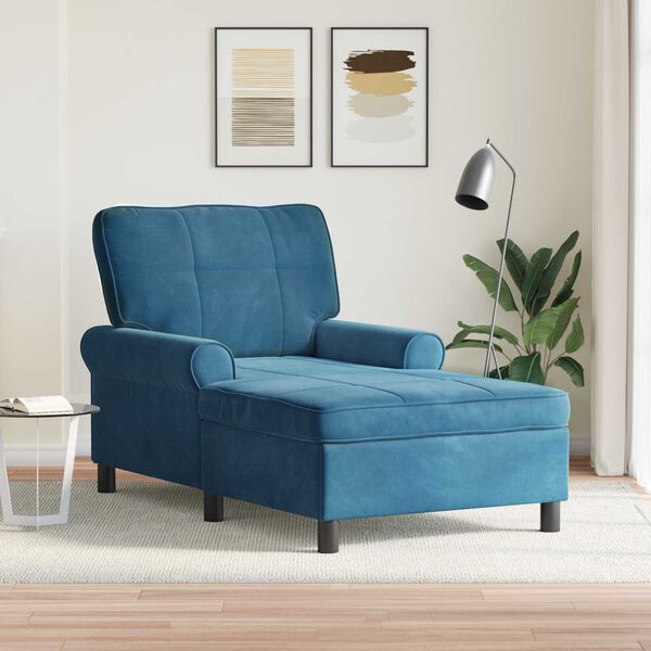 vidaXL Sill&oacute;n reclinable con coj&iacute;n Azul 91 x 157 x 91 cm Terciopelo
