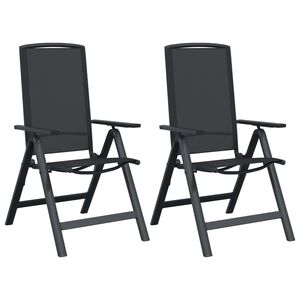 vidaXL Sillas de jard&iacute;n reclinables 2 uds. Negro Textileno