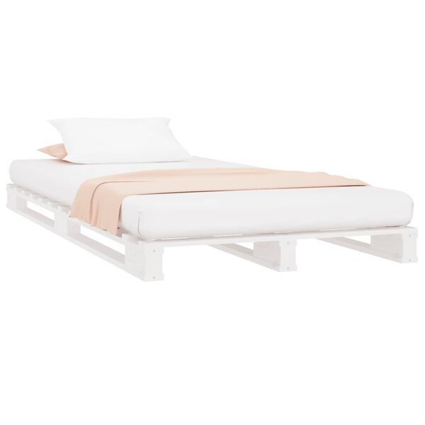 vidaXL Cama de palets madera maciza de pino blanco 90x200 cm