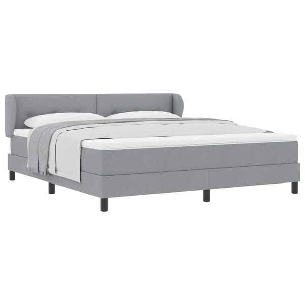 vidaXL Cama tipo Box Spring con colch&oacute;n Gris claro 180 x 200 cm tela