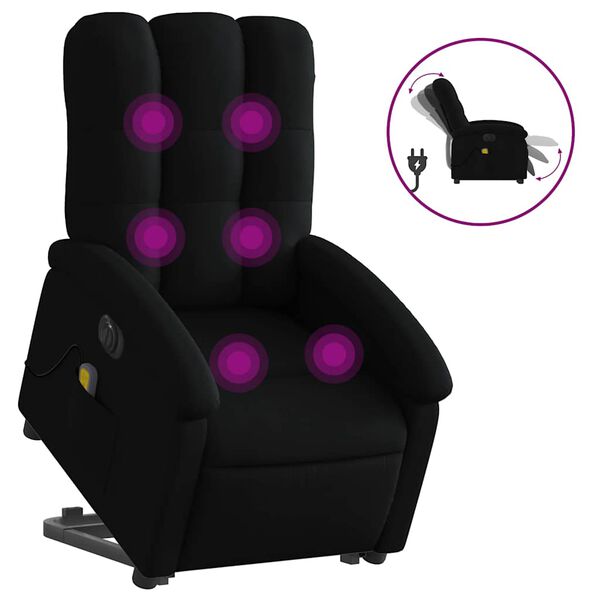 vidaXL Sill&oacute;n de masaje el&eacute;ctrico reclinable elevable tela negro