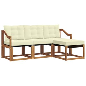 vidaXL Conjunto de sof&aacute;s de exterior con coj&iacute;n 4 pcs Natural y Crema