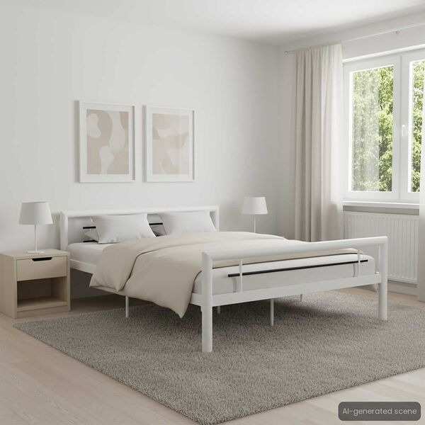 vidaXL Estructura de cama sin colchón metal blanco y negro 120x200 cm