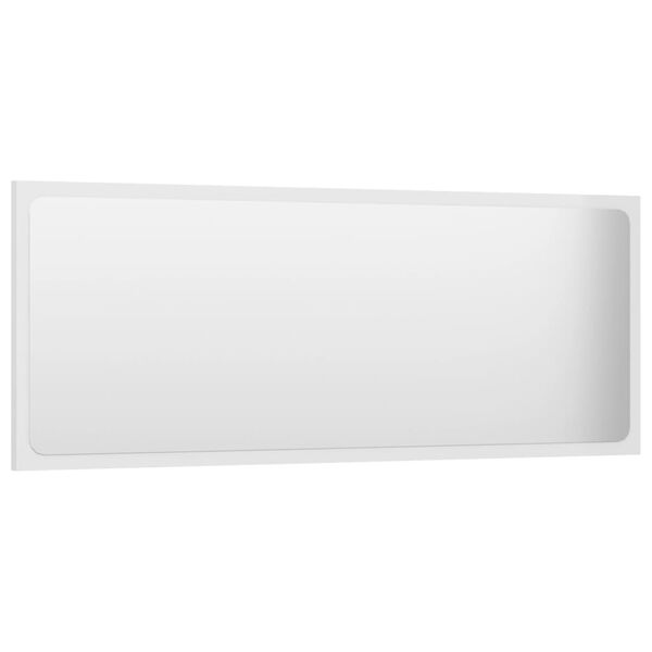vidaXL Espejo de ba&ntilde;o madera contrachapada blanco brillo 100x1,5x37 cm