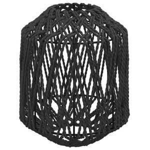 vidaXL Pantalla de l&aacute;mpara hierro y papel negra &Oslash;23x28 cm