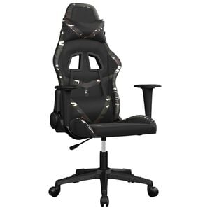 vidaXL Silla gaming de masaje cuero sint&eacute;tico negro y camuflaje