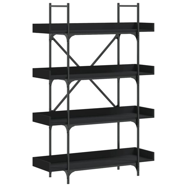vidaXL Librer&iacute;a de 4 estantes madera ingenier&iacute;a negro 100x33x145,5 cm