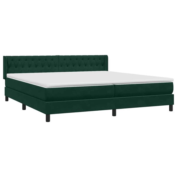 vidaXL Cama box spring con colch&oacute;n terciopelo verde oscuro 200x210 cm
