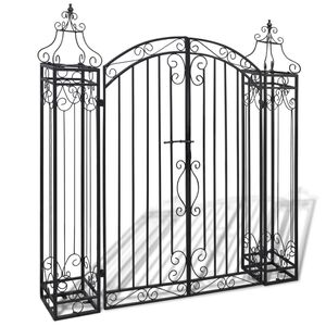 vidaXL Puerta de jard&iacute;n decorativa de hierro forjado 122x20,5x134 cm