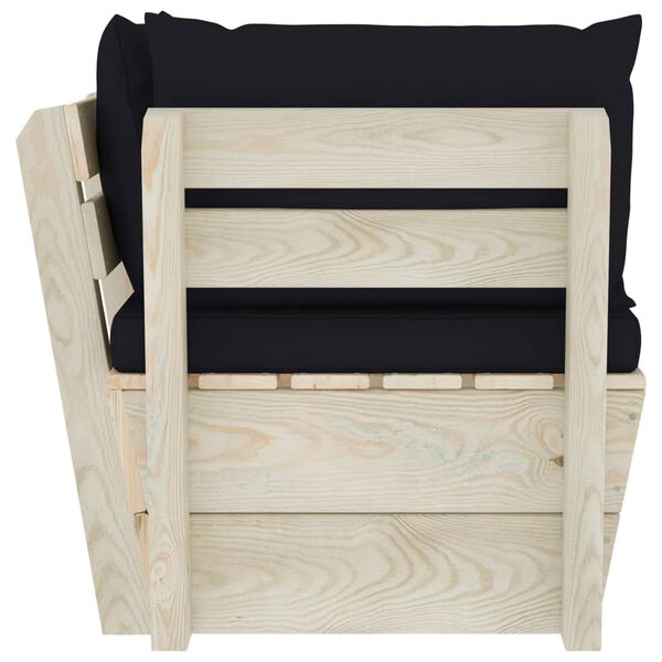 vidaXL Sofá de esquina de palets de jardín cojines abeto impregnado