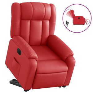 vidaXL Sill&oacute;n elevable el&eacute;ctrico cuero artificial rojo