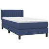 vidaXL Cama box spring con colch&oacute;n tela azul 90x200 cm