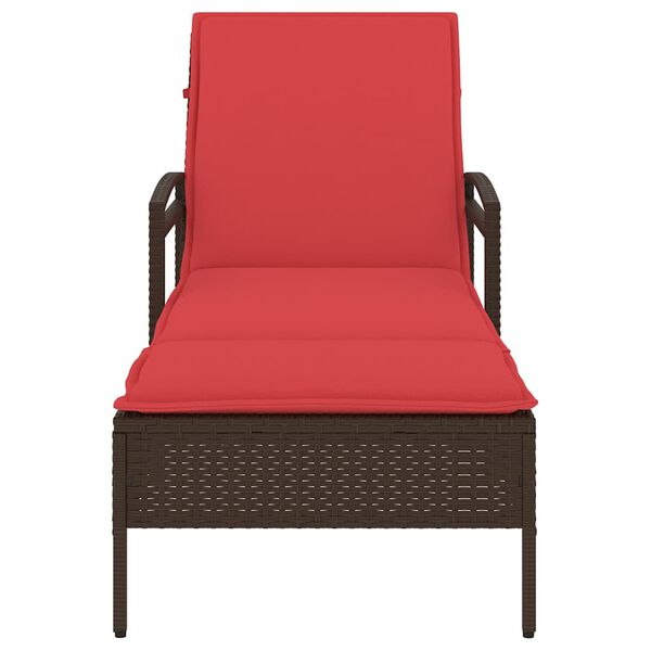 vidaXL Tumbona con coj&iacute;n marr&oacute;n 63x200x81 cm rat&aacute;n sint&eacute;tico (solo EE. UU.)