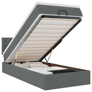 vidaXL Cama otomana con colch&oacute;n y LED tela gris oscuro 80x200cm