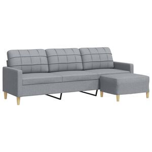 vidaXL Sof&aacute; de 3 plazas con taburete de tela gris claro 210 cm