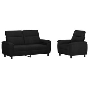 vidaXL Juego de Sof&aacute; 2 pcs Negro Tela