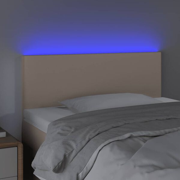 vidaXL Cabecero con LED cuero sint&eacute;tico color capuchino 90x5x78/88 cm