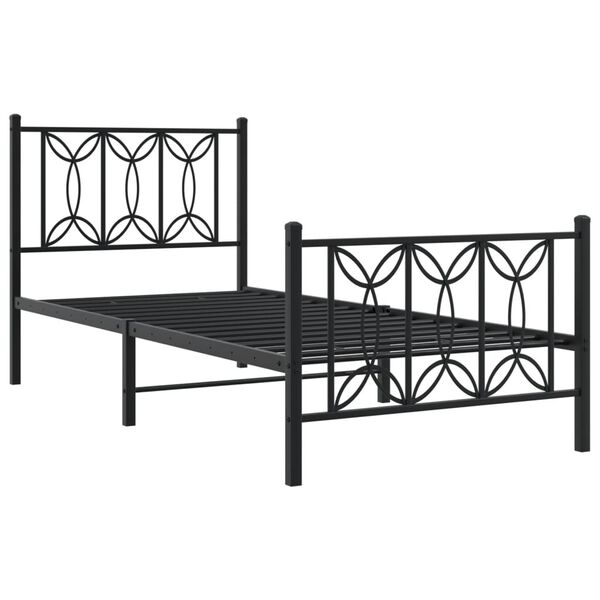 vidaXL Estructura cama sin colch&oacute;n con estribo metal negro 90x200 cm