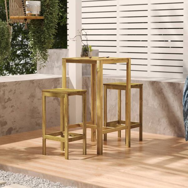 vidaXL Set de bar de jard&iacute;n 3 piezas madera de pino impregnada
