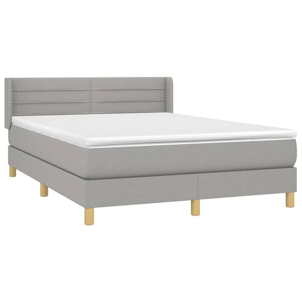 vidaXL Cama box spring con colch&oacute;n tela gris claro 140x200 cm