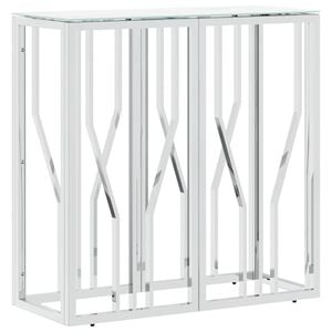 vidaXL Mesa consola de acero inoxidable y vidrio plateada 70x30x70 cm