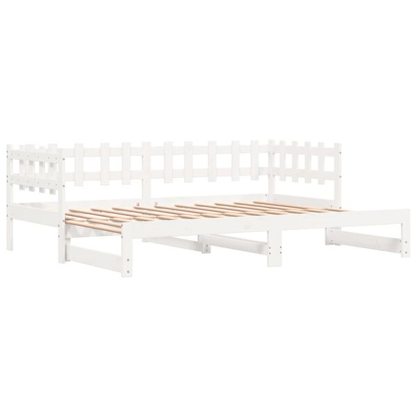 vidaXL Sofá cama extraíble madera maciza de pino blanco 2x(90x200) cm