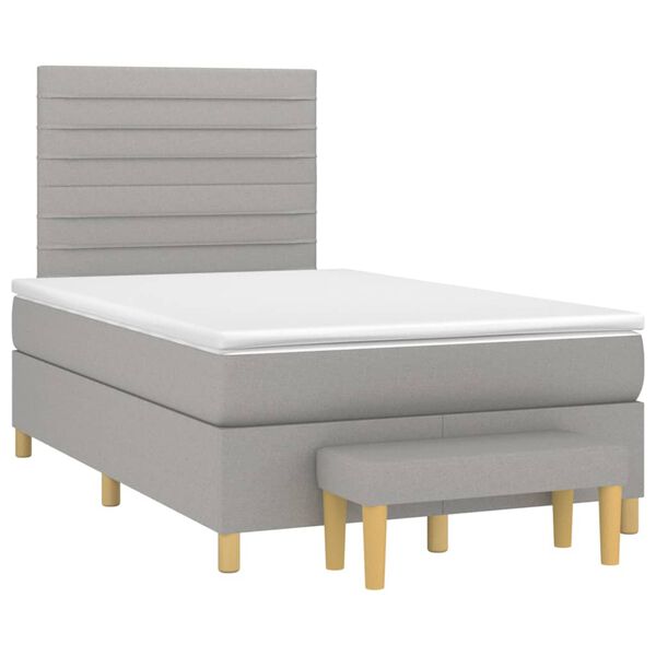 vidaXL Cama box spring con colch&oacute;n tela gris claro 120x200 cm